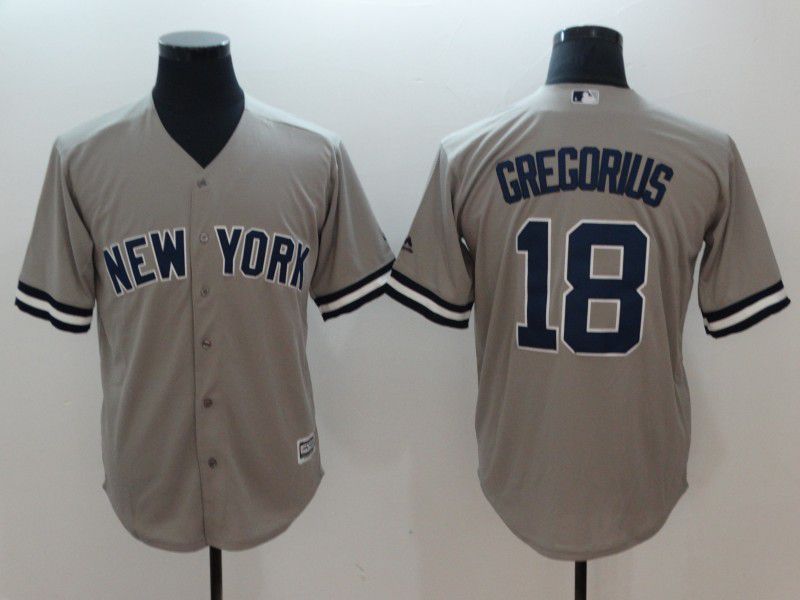 Men New York Yankees #18 Gregorius Grey Game MLB Jerseys->new york yankees->MLB Jersey